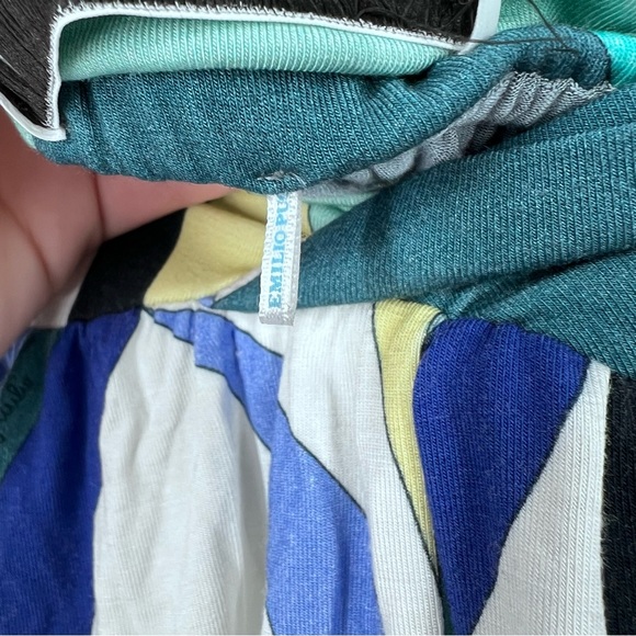 Emilio Pucci Blue Yellow Abstract Fold Over Twist Waist Stretch Maxi Skirt - Picture 6 of 11